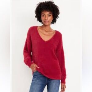 Old Navy Red Eyelash V-Neck Sweater | Size Small | Valentine’s Day ❤️